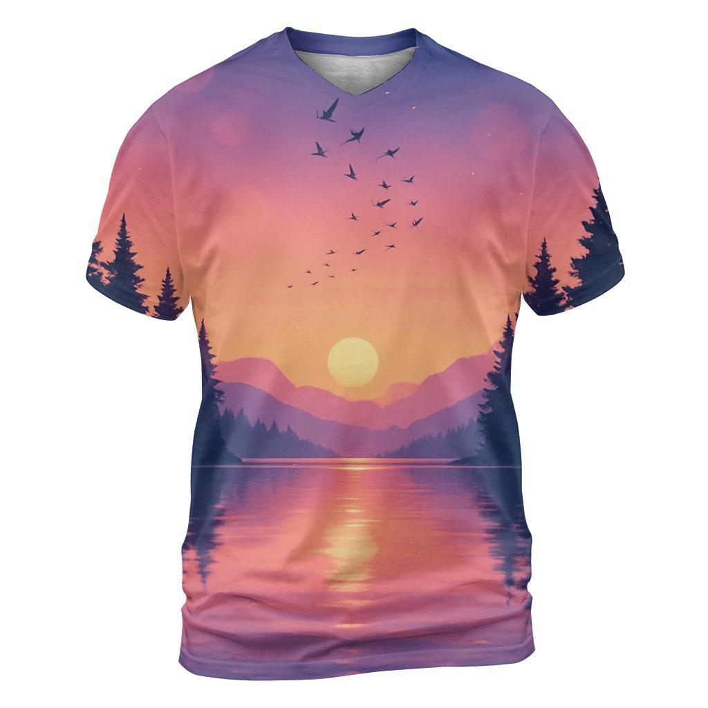 Glass Lake Afterglow Cove creative print fashion shirts