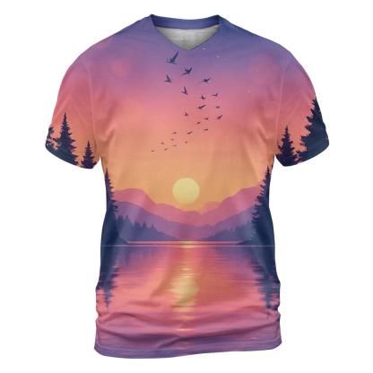 Glass Lake Afterglow Cove creative print fashion shirts
