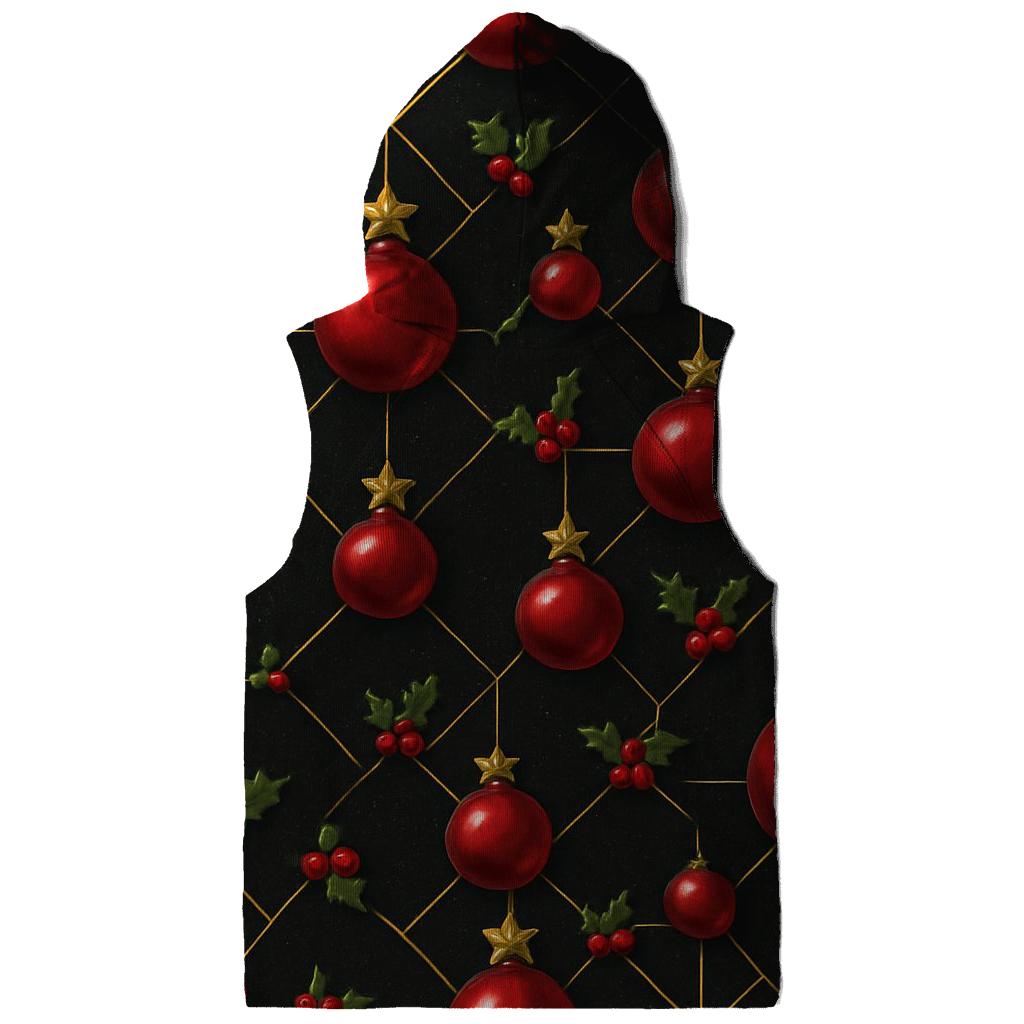 Crimson Ornament Star Lattice On Midnight Black Background printed hoodies