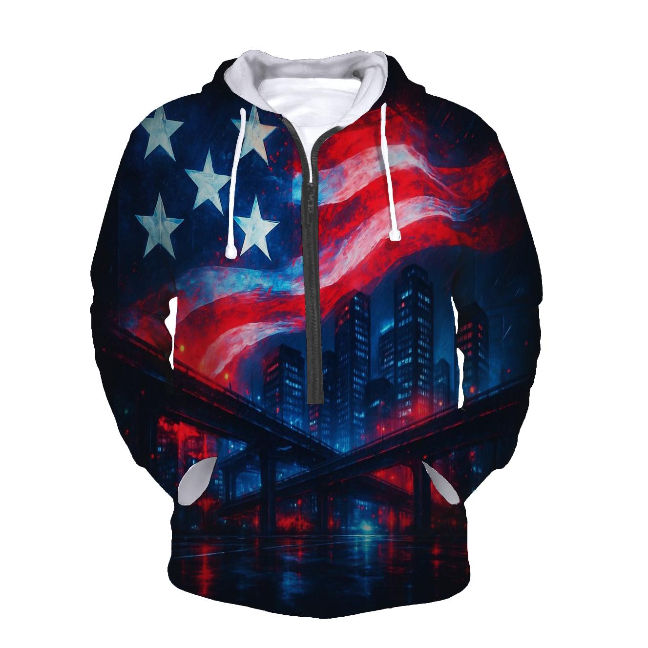 Neon Skyline Flag Mirage printed hoodies