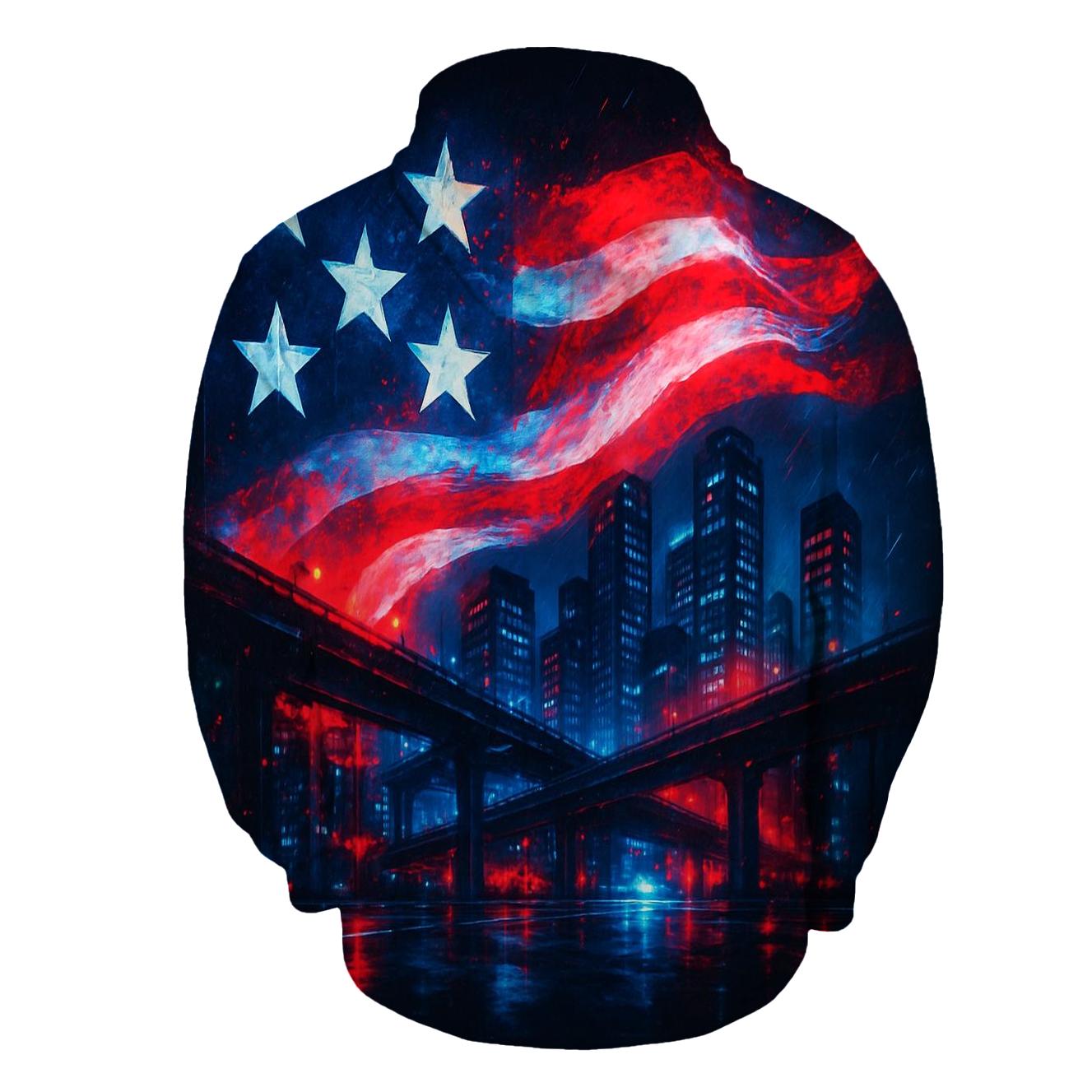 Neon Skyline Flag Mirage printed hoodies