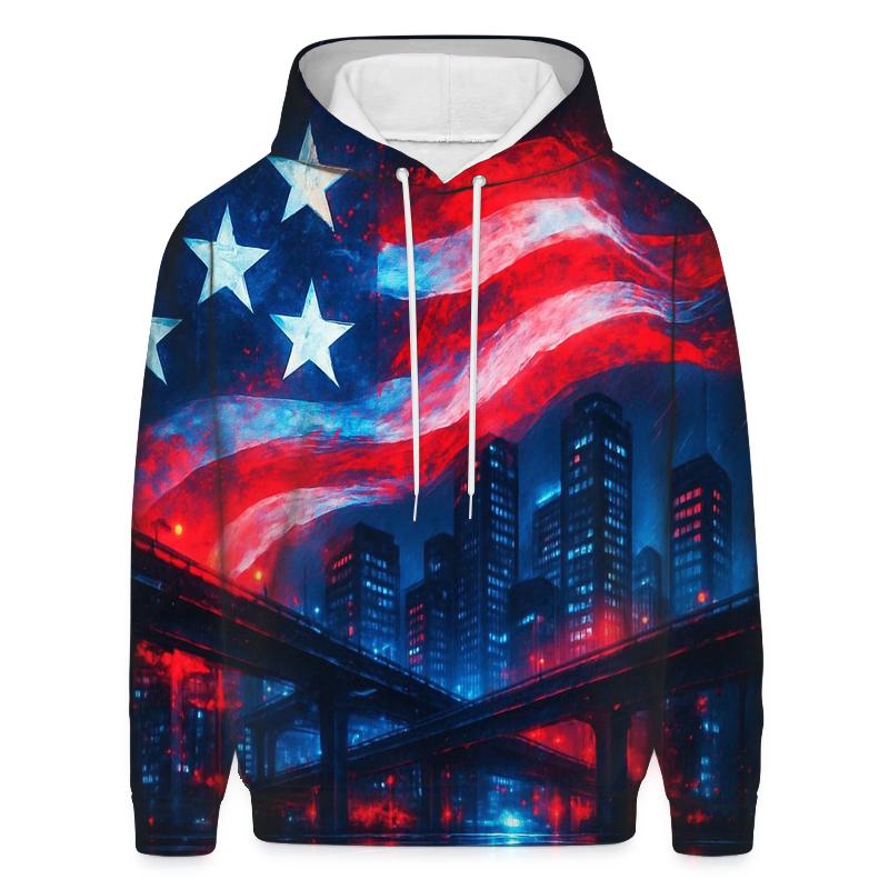Neon Skyline Flag Mirage pullover hoodies