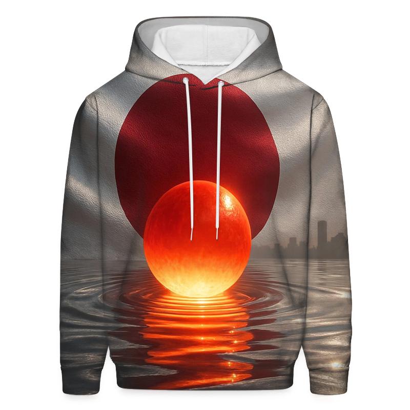 Metallic Rising Sun Over Tokyo Bay hoodie designs
