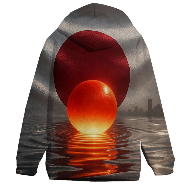 Metallic Rising Sun Over Tokyo Bay hoodie designs