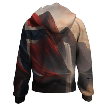 Aurora Fjord Flag Of Norway embroidered hoodies