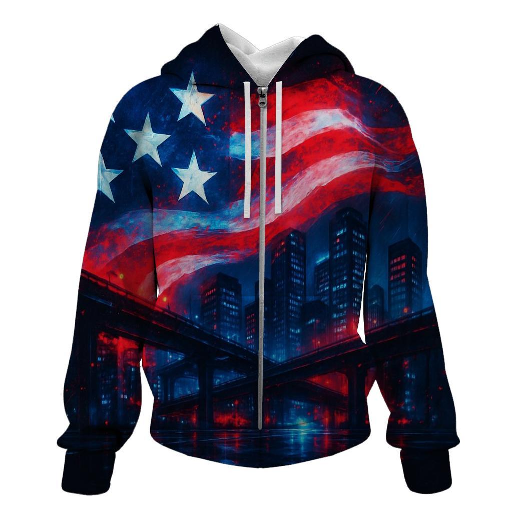 Neon Skyline Flag Mirage hoodie trends