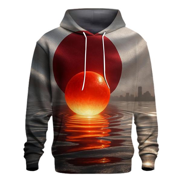 Metallic Rising Sun Over Tokyo Bay heavyweight hoodies