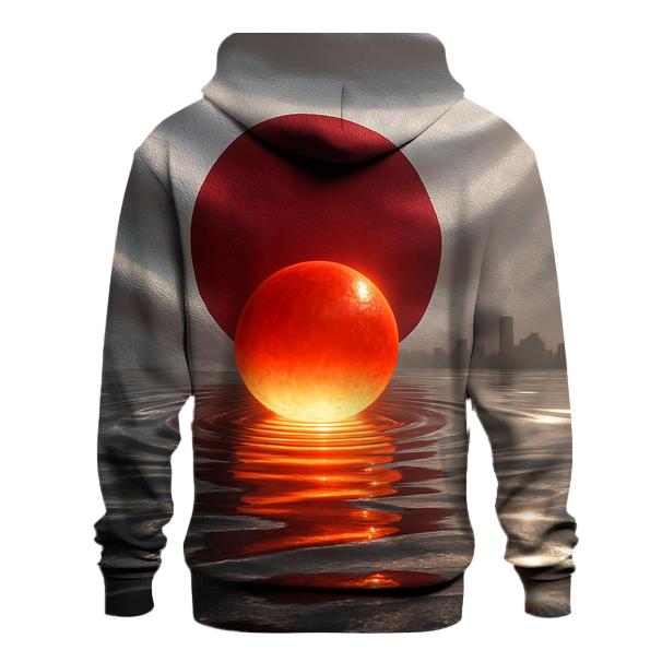 Metallic Rising Sun Over Tokyo Bay heavyweight hoodies