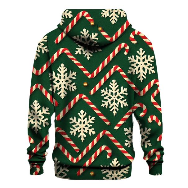 Ivory Snowflake Candy Cane Chevron On Pine Green Background hoodie trends