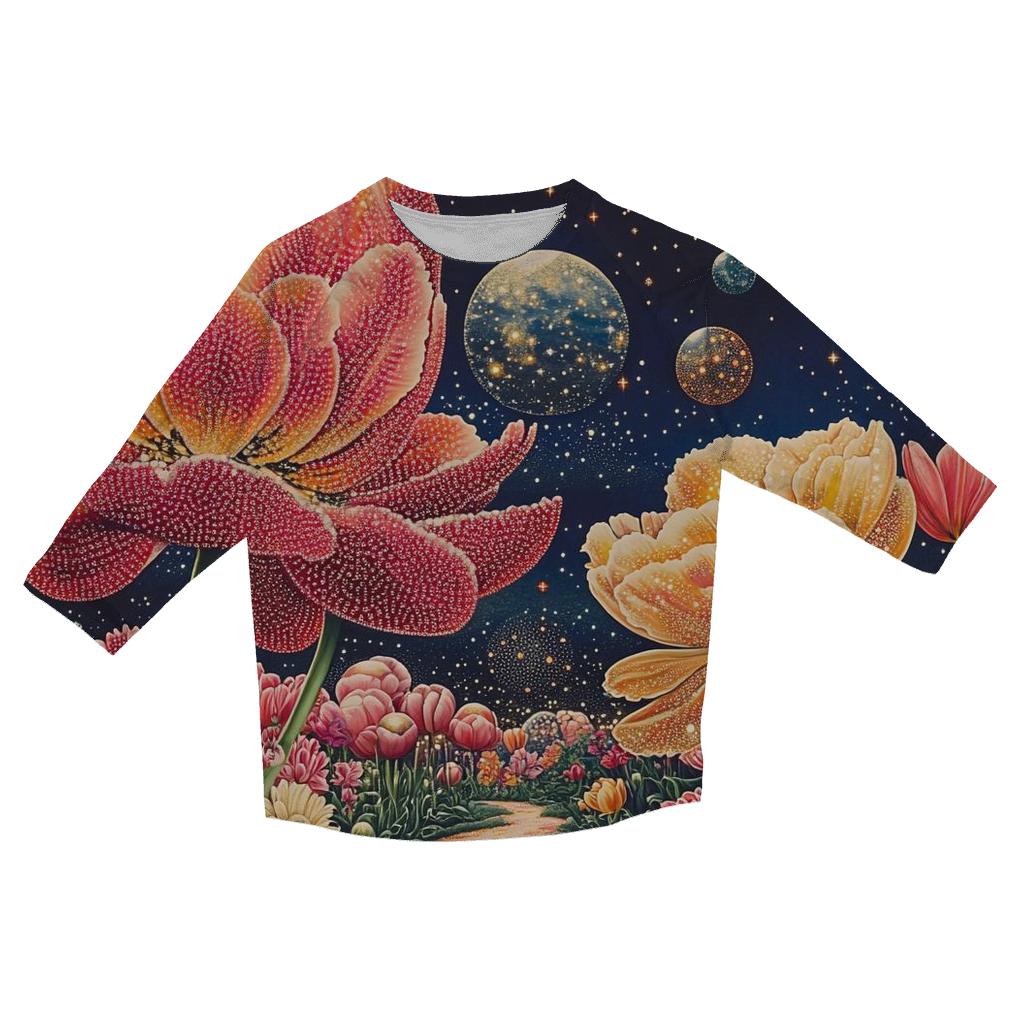 Yayoi Kusama Inspired Planets And Polka Dot Garden stylish quarter sleeve tops