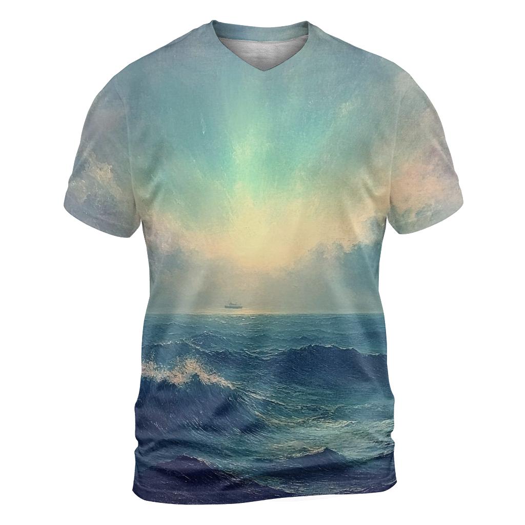 J M W Turner Inspired Aurora Over Stormy Sea creative print fashion shirts