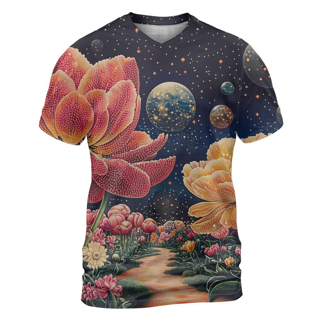 Yayoi Kusama Inspired Planets And Polka Dot Garden statement graphic shirts