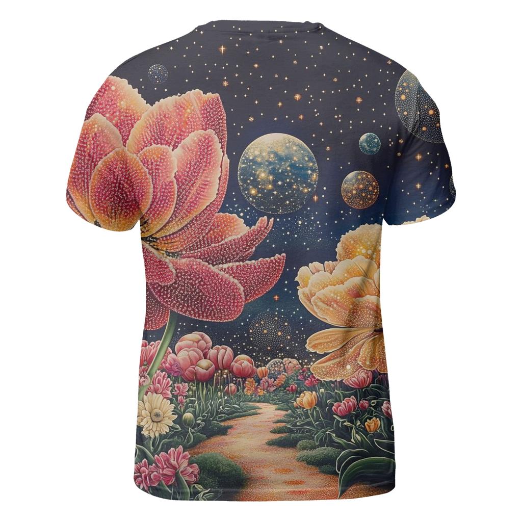 Yayoi Kusama Inspired Planets And Polka Dot Garden statement graphic shirts