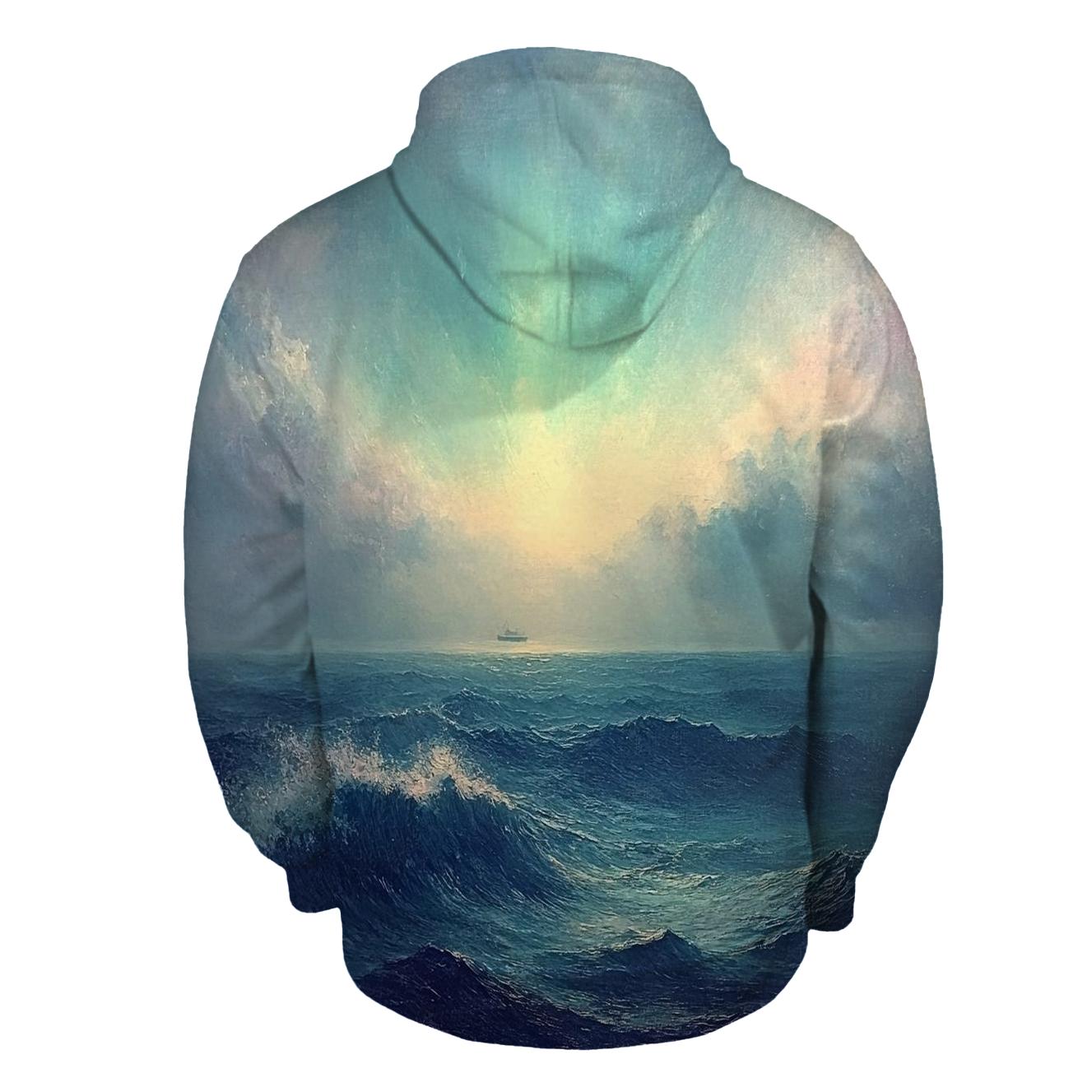J M W Turner Inspired Aurora Over Stormy Sea heavyweight hoodies