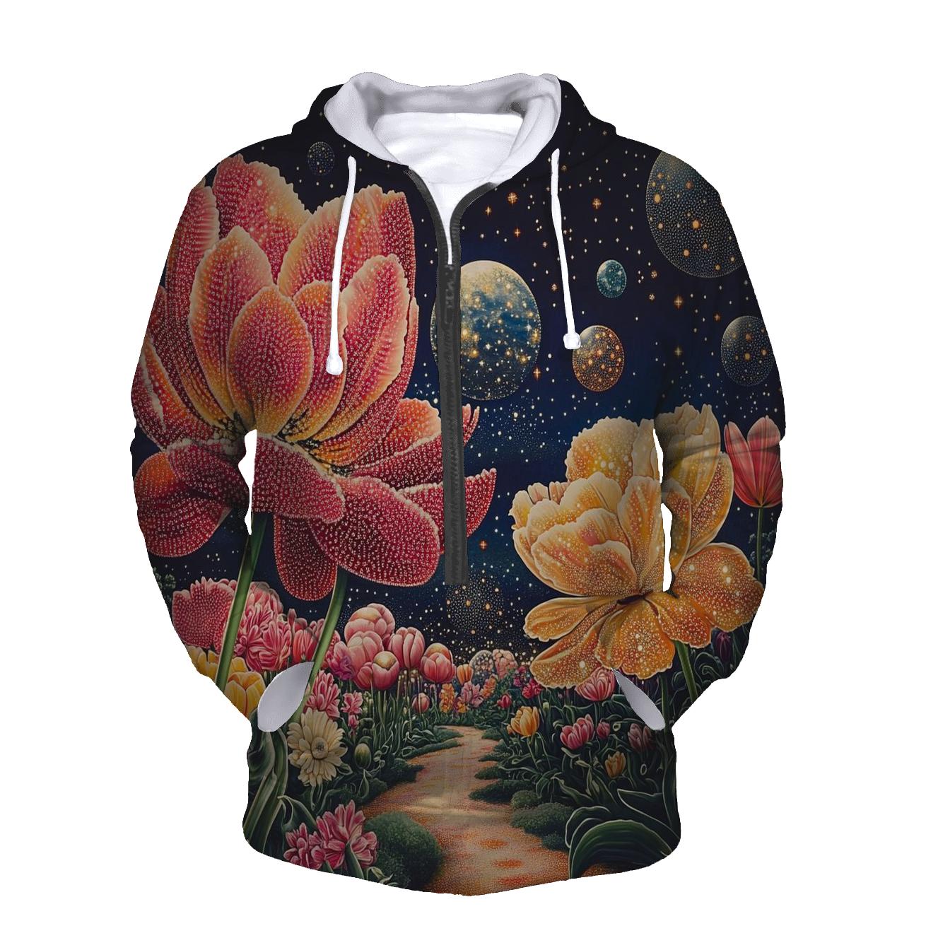 Yayoi Kusama Inspired Planets And Polka Dot Garden printed hoodies