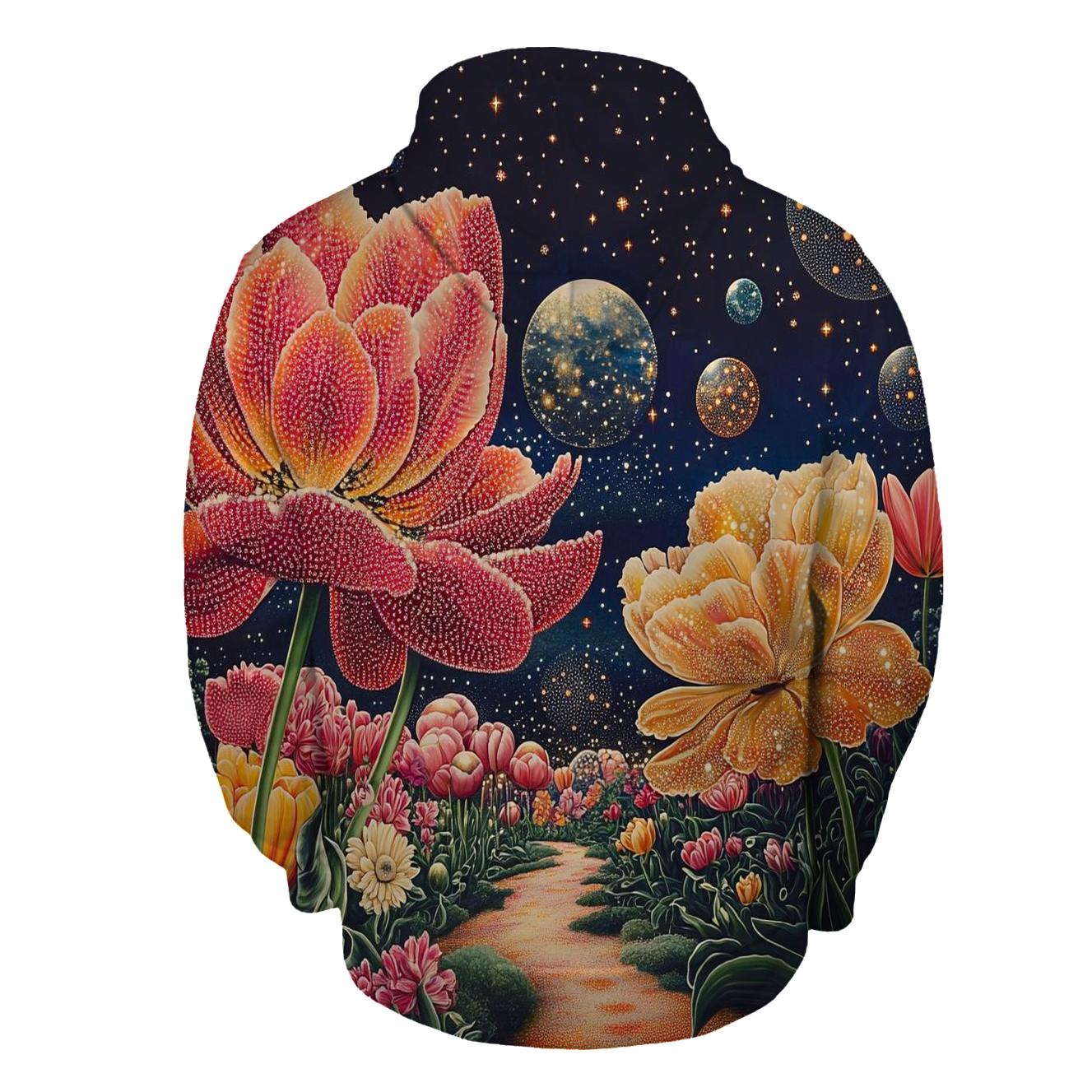 Yayoi Kusama Inspired Planets And Polka Dot Garden printed hoodies