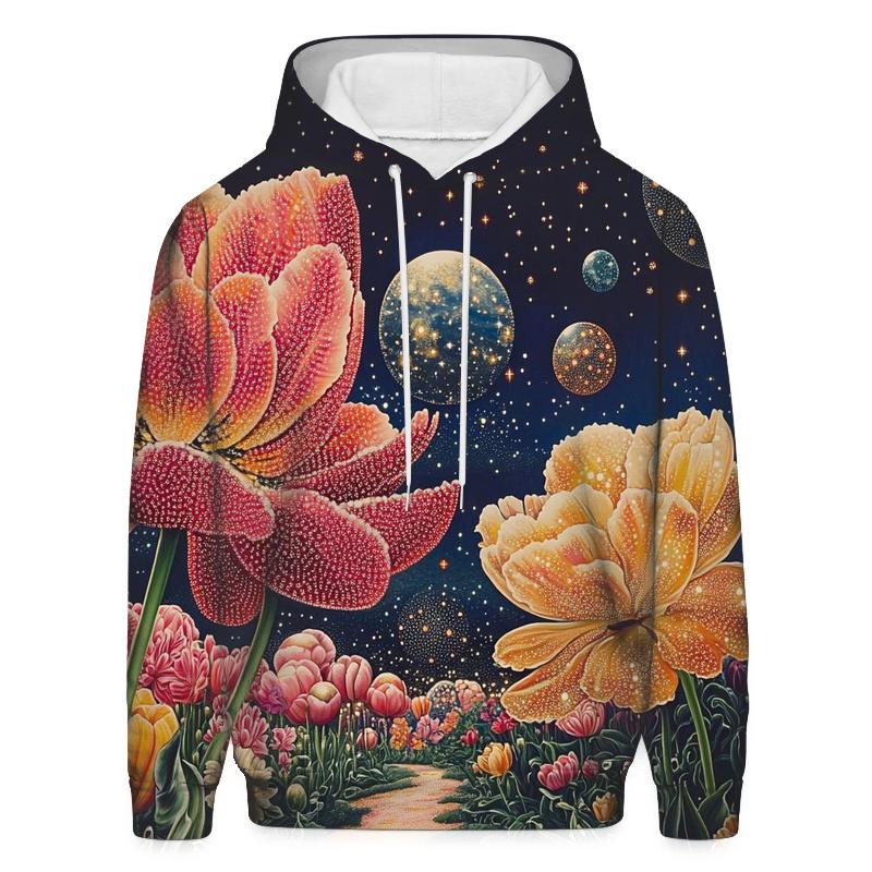 Yayoi Kusama Inspired Planets And Polka Dot Garden embroidered hoodies