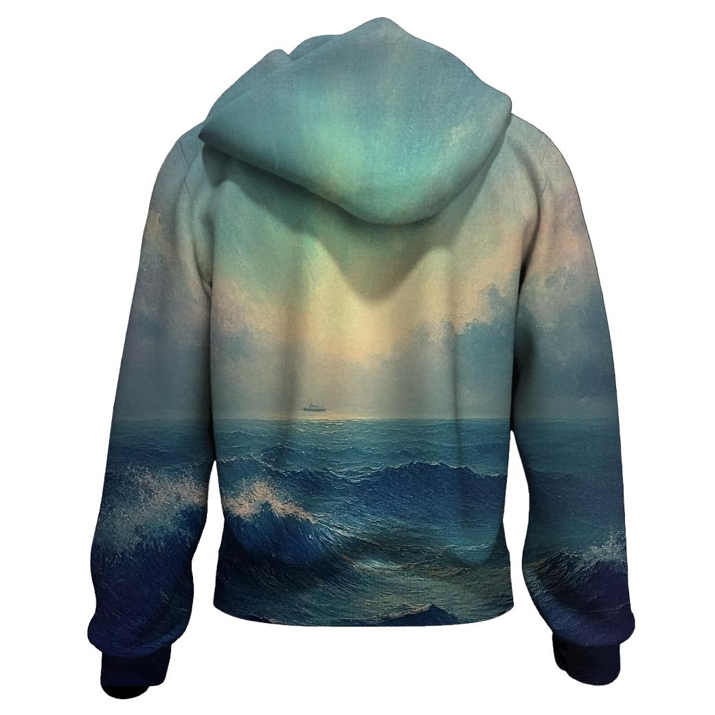 J M W Turner Inspired Aurora Over Stormy Sea zip-up hoodies