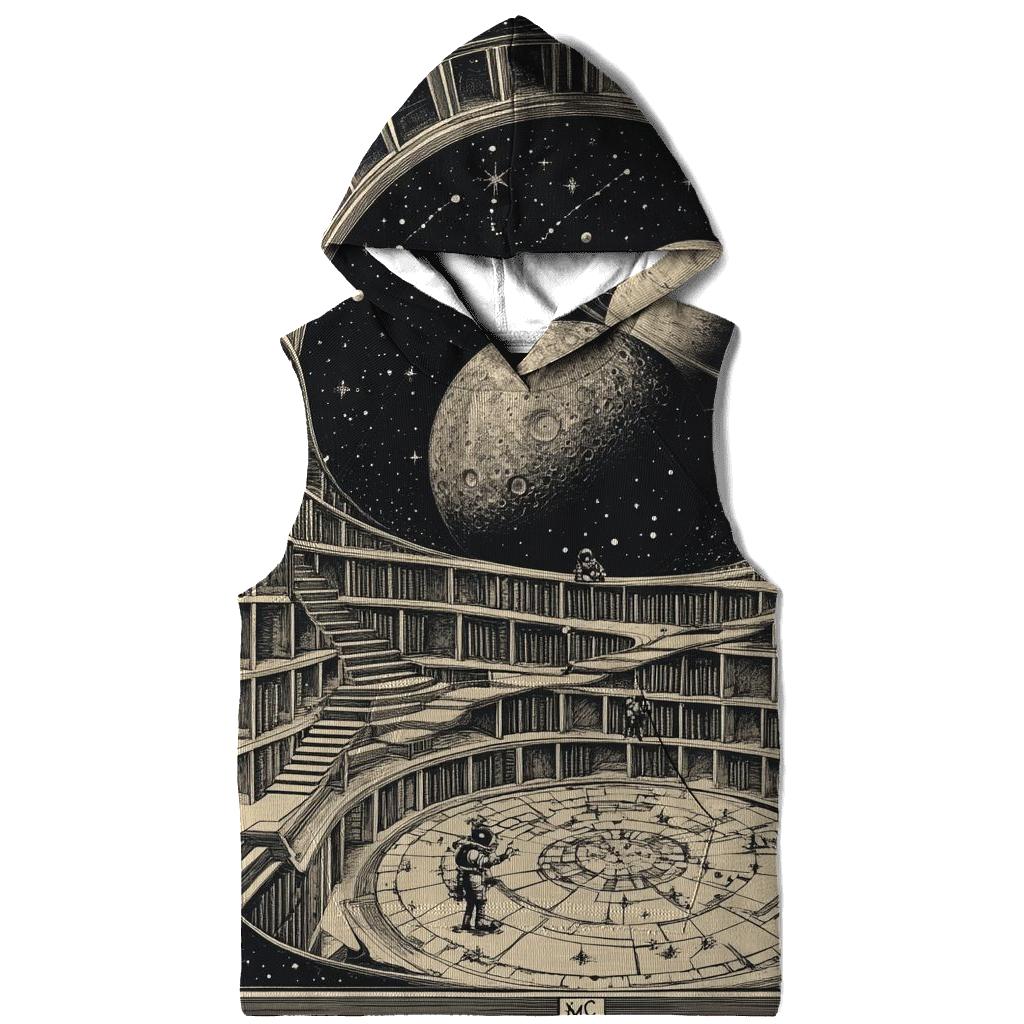 M C Escher Inspired Stairways Through A Lunar Library zip-up hoodies