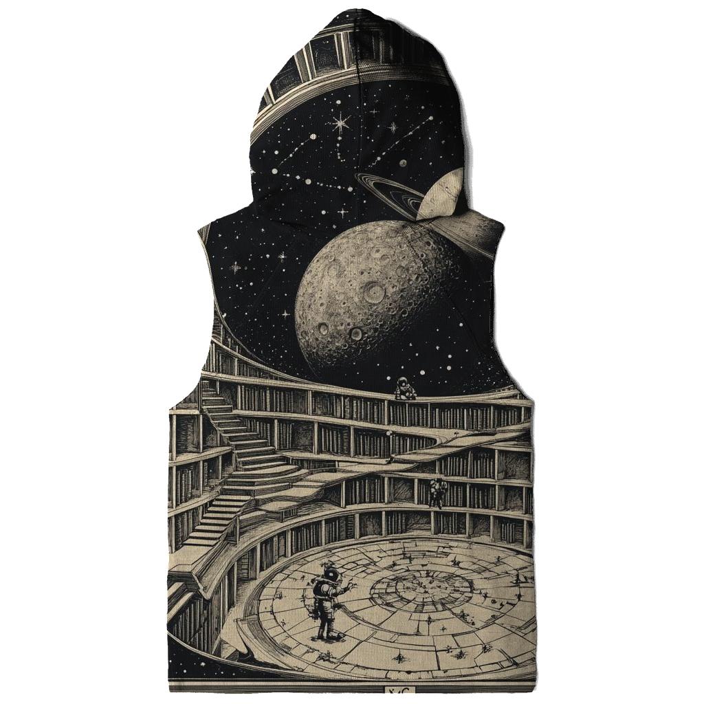 M C Escher Inspired Stairways Through A Lunar Library zip-up hoodies