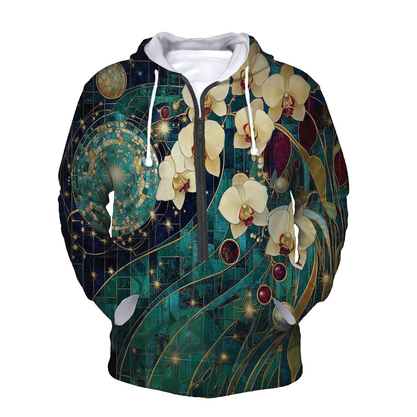 Gustav Klimt Inspired Celestial Garden Of Orchids premium hoodies