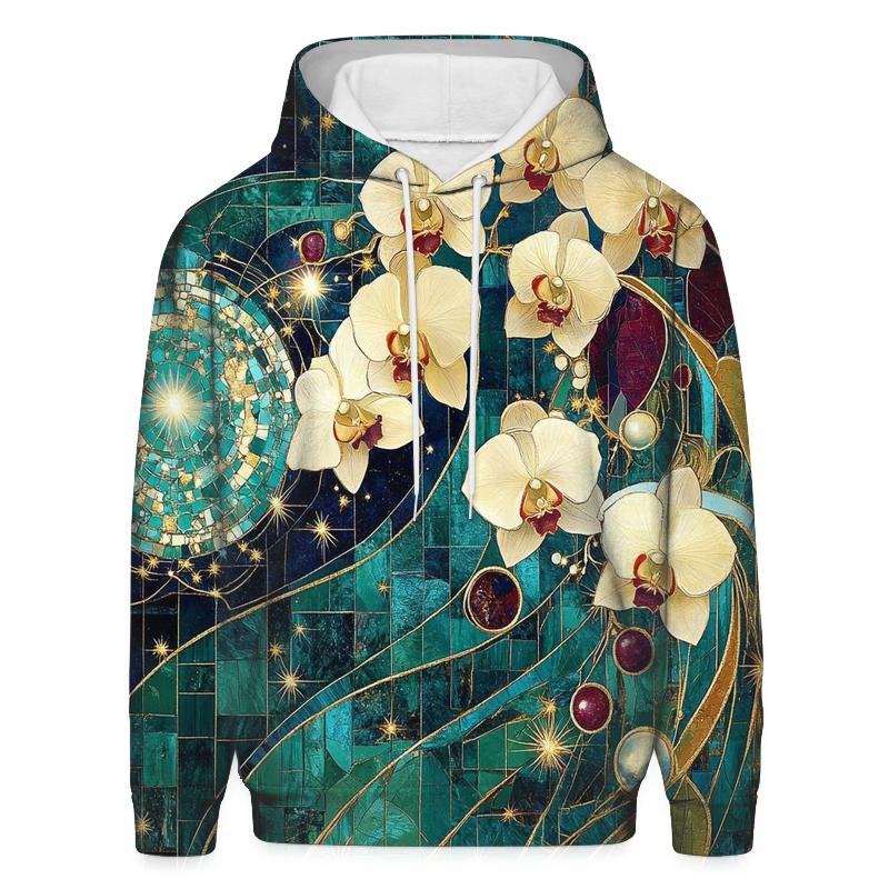 Gustav Klimt Inspired Celestial Garden Of Orchids graphic hoodies