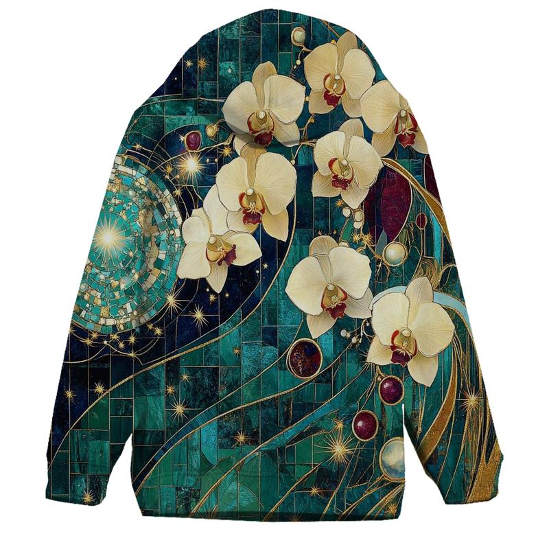 Gustav Klimt Inspired Celestial Garden Of Orchids graphic hoodies