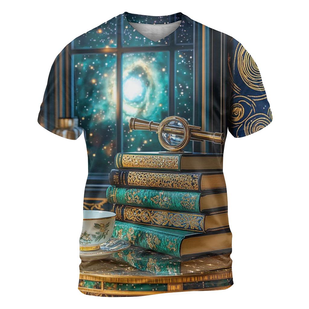 Gustav Klimt Inspired Celestial Library Still Life designer pattern shirts