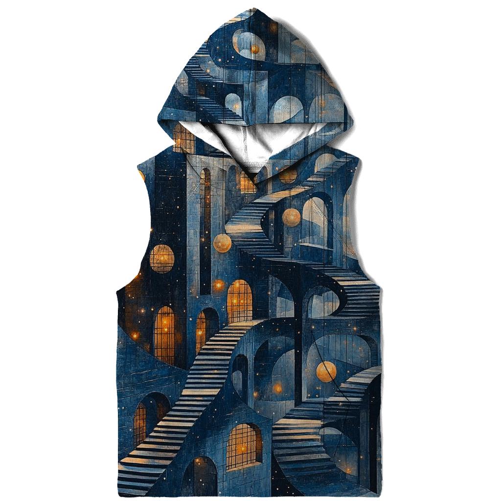 M C Escher Inspired Planetary Bridge Citylights printed hoodies