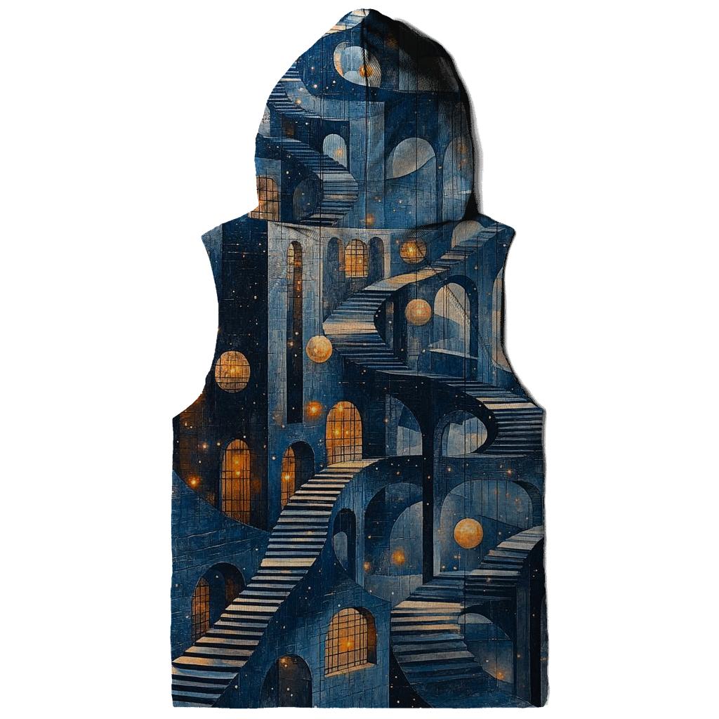 M C Escher Inspired Planetary Bridge Citylights printed hoodies
