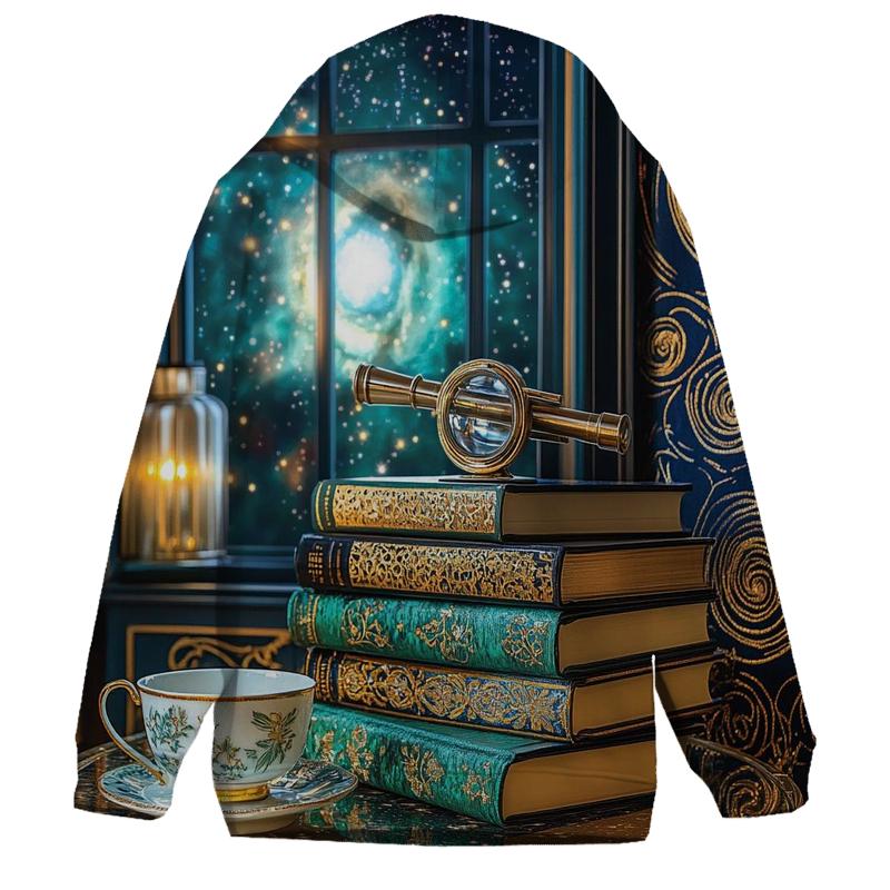 Gustav Klimt Inspired Celestial Library Still Life zip-up hoodies