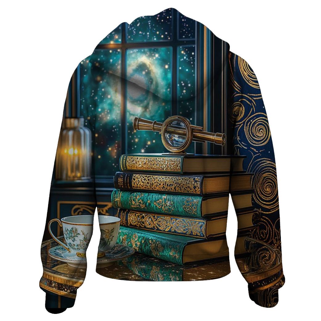 Gustav Klimt Inspired Celestial Library Still Life embroidered hoodies