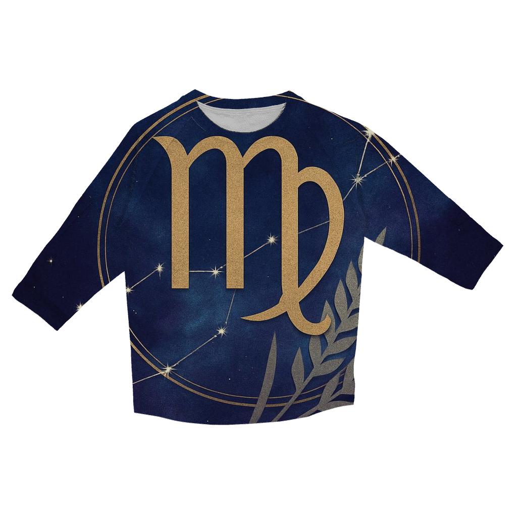 Virgo Sheaf Of Wheat Star Chart Emblem custom 3/4 sleeve shirts
