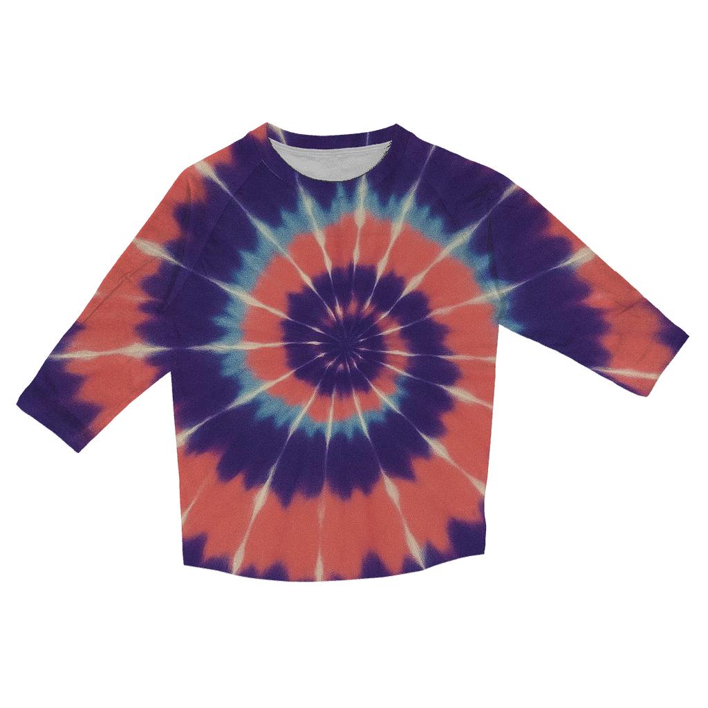 Nebula Spiral Over Dye Whirlpool printed three quarter sleeve shirts