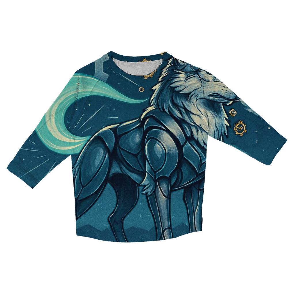 The Clockwork Aurora Wolf printed three quarter sleeve shirts