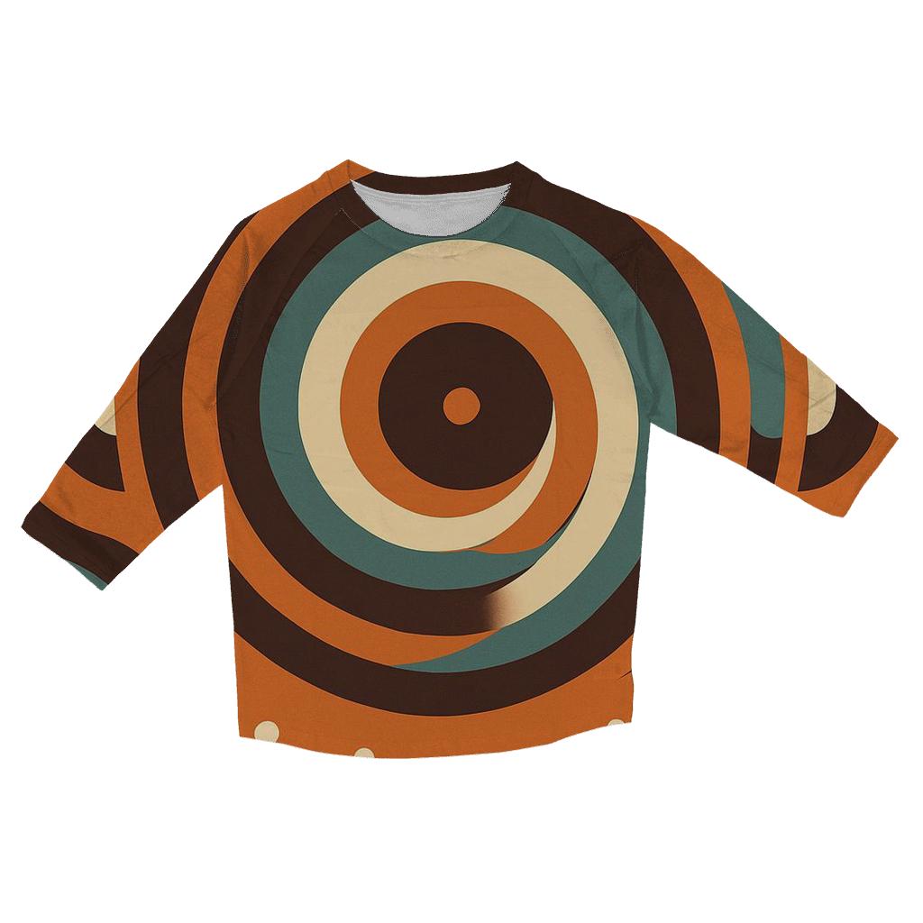 Groovy Vinyl Spiral Soundwaves printed three quarter sleeve shirts