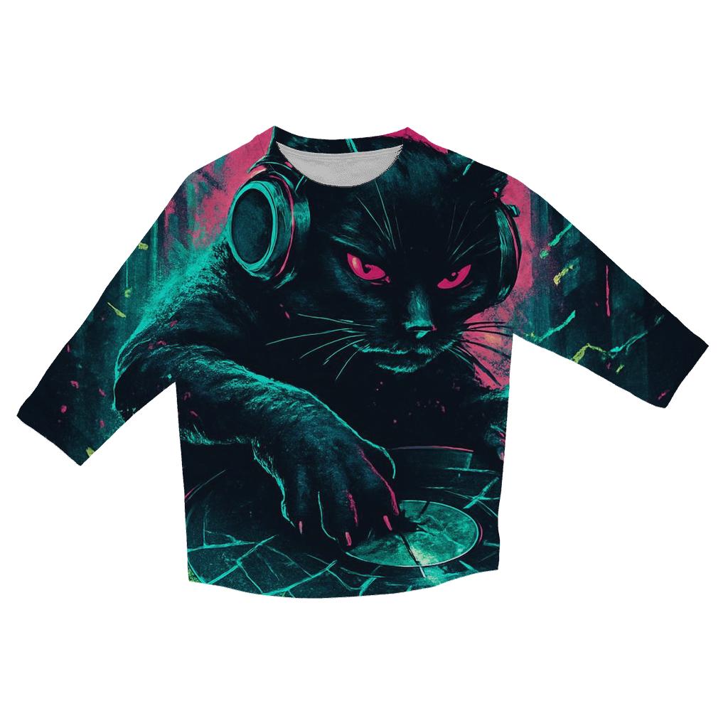 Neon Glasswave Alley Cat DJ designer 3/4 sleeve blouses