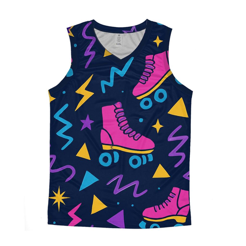 Roller Rink Neon Confetti graphic print tank tops