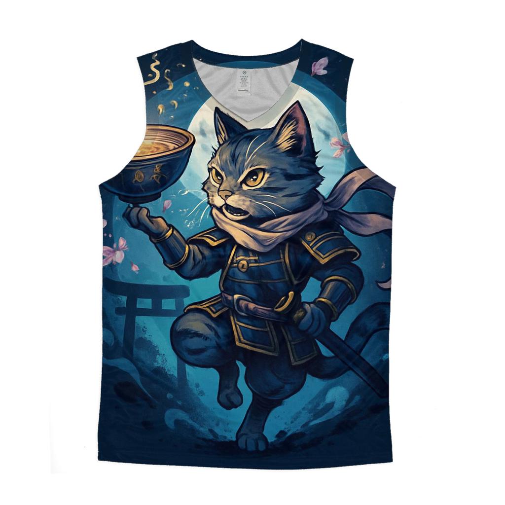 Moonlit Ramen Ronin Cat sports performance tank tops
