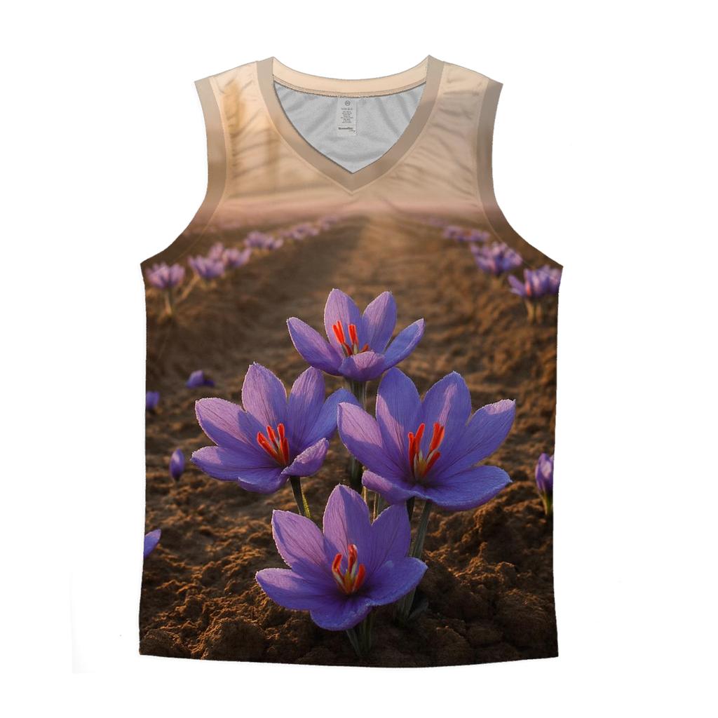Saffron Crocus Harvest Rows At Dawn In Kashmir Valley designer workout tanks