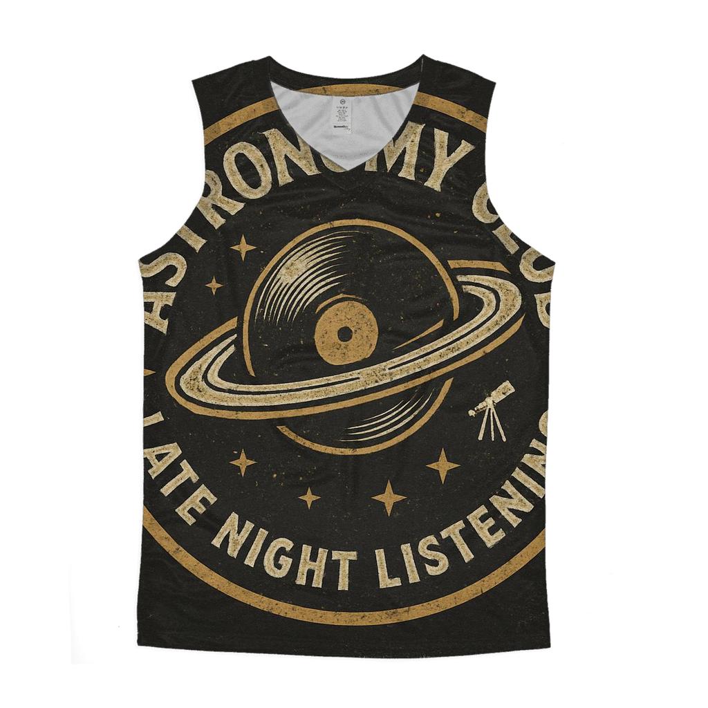Distressed Vinyl Astronomy Club Badge designer workout tanks