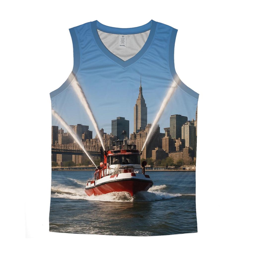 East River Fireboat Arcs Framing Midtown casual summer tank tops