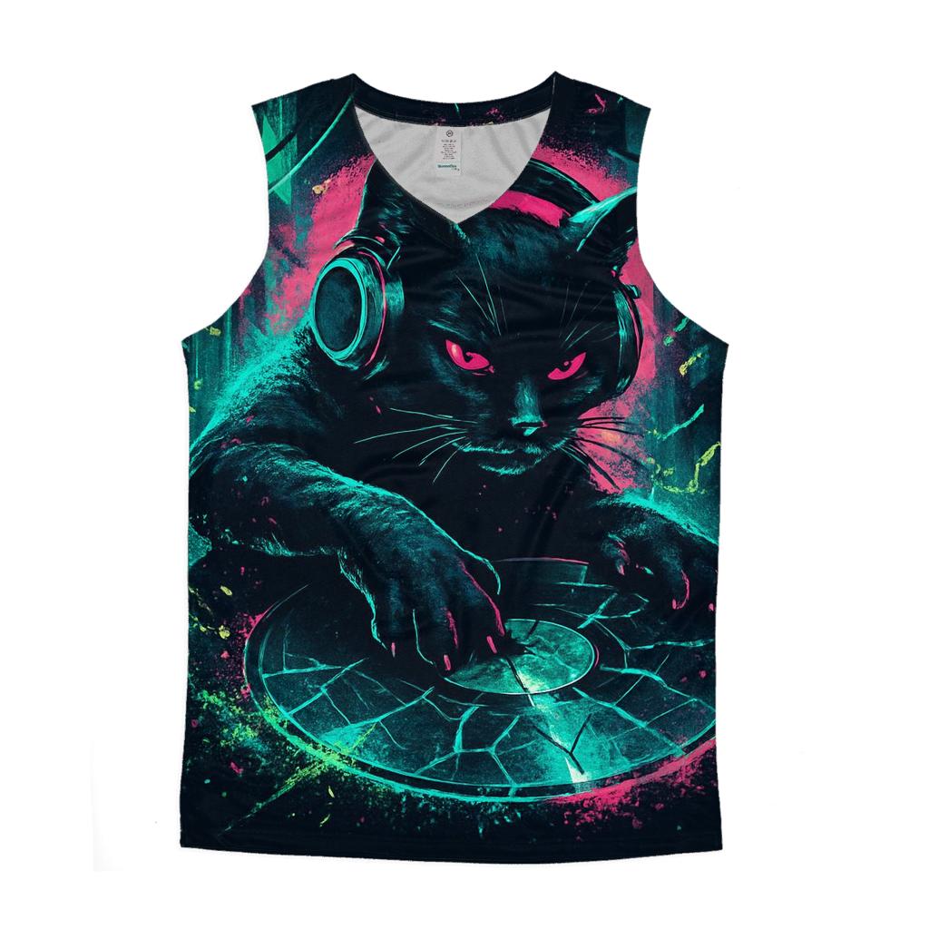 Neon Glasswave Alley Cat DJ casual summer tank tops