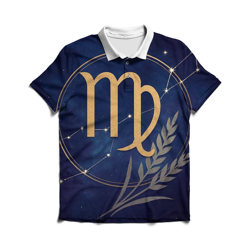 Virgo Sheaf Of Wheat Star Chart Emblem custom polo shirts