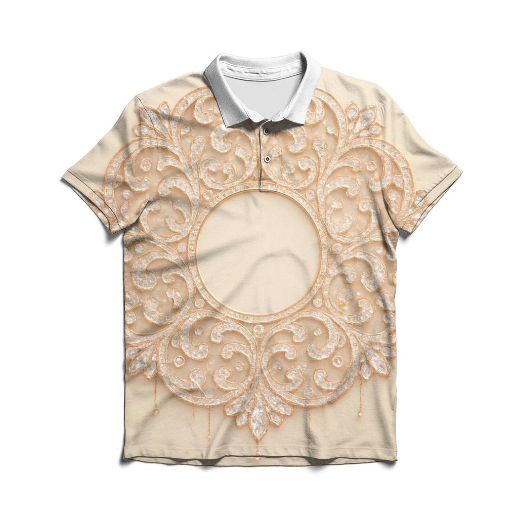Champagne Prism Lace embroidered polo tops