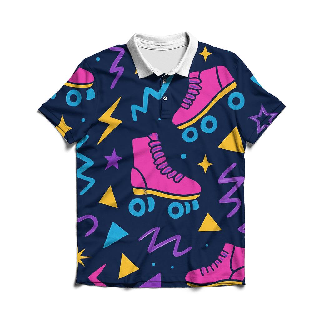 Roller Rink Neon Confetti custom polo shirts