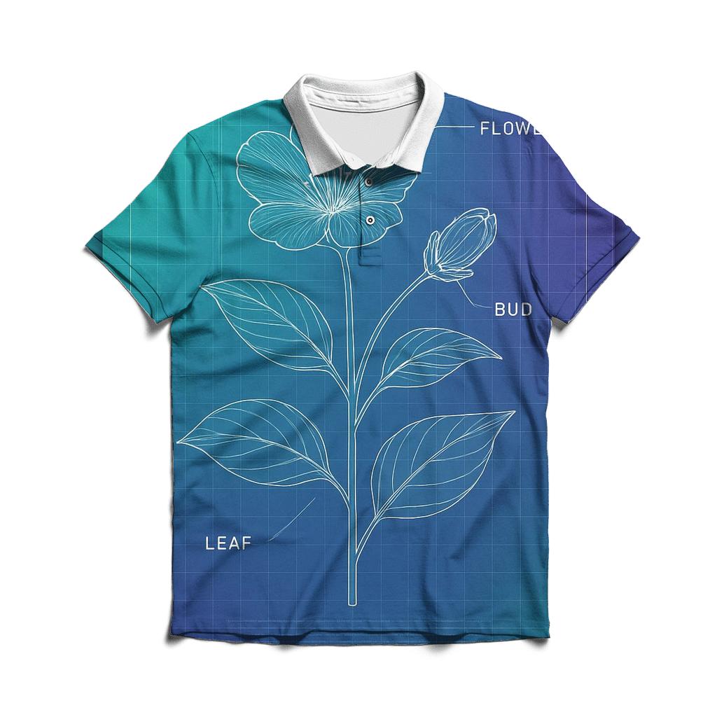 Aurora Blueprint Botanical embroidered polo tops