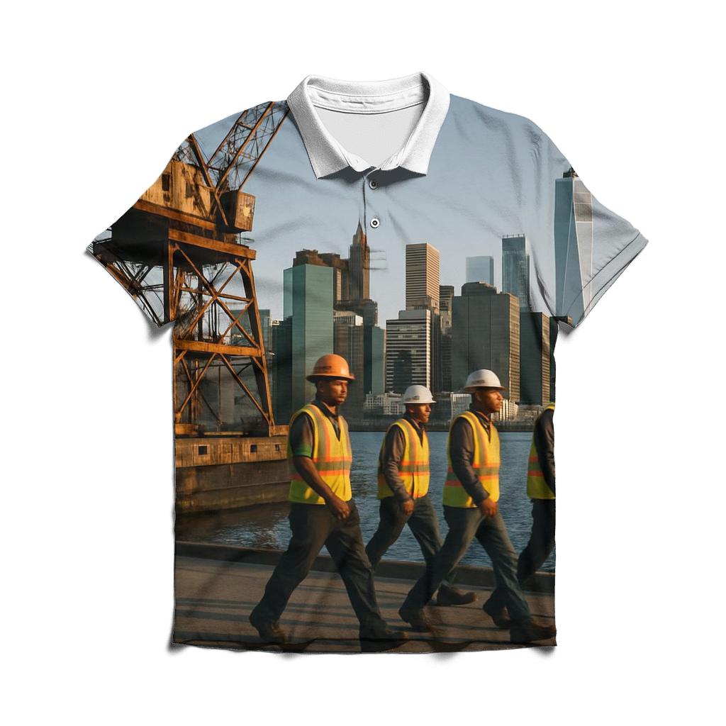 Brooklyn Navy Yard Dry Dock Skyline Shift Change embroidered polo tops