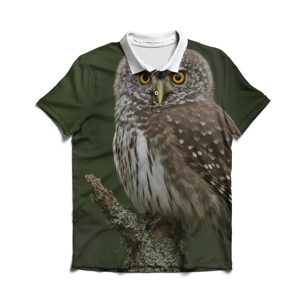 Moss Edge Watch Eurasian Pygmy Owl branded logo polo shirts