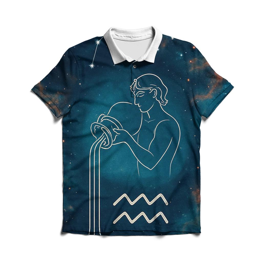 Aquarius Water Bearer Nebula Pour designer slim fit polos
